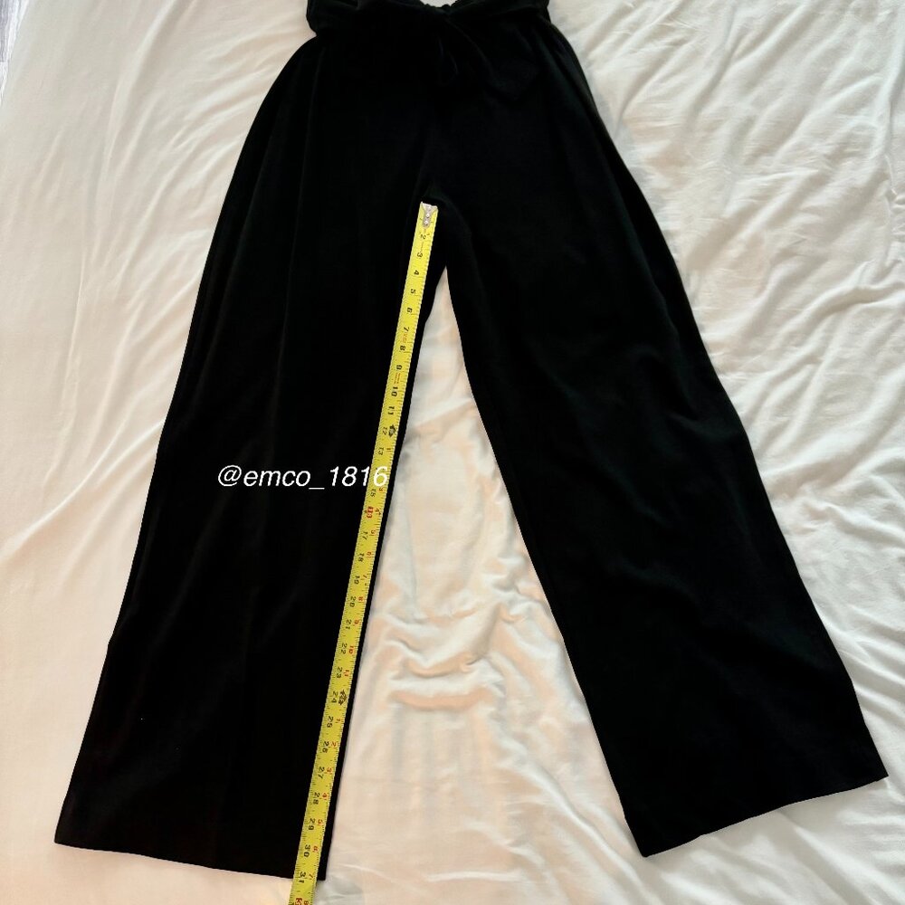 Zara Black High Rise Pull On Wide Leg Pants with Belt, XL - Picture 4 of 8